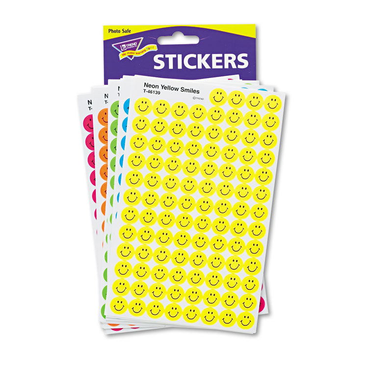 TREND - SuperSpots and SuperShapes Sticker Variety Packs, Neon Smiles, Assorted Colors, 2,500/Pack