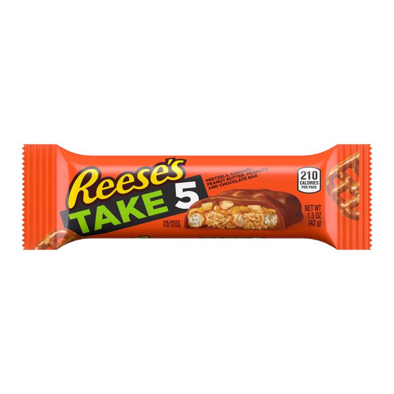 HERSHEY'S - Hershey's Reese's Take 5 Pretzels, Caramel, Peanuts, Peanut Butter and Chocolate Candy Bar 1.5 oz - Case of 18