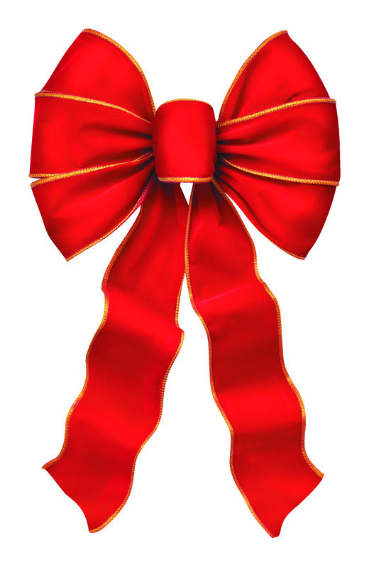 HOLIDAY TRIMS - Holiday Trims Red/Gold 7 Loop Christmas Bow 10 inch in. - Case of 12