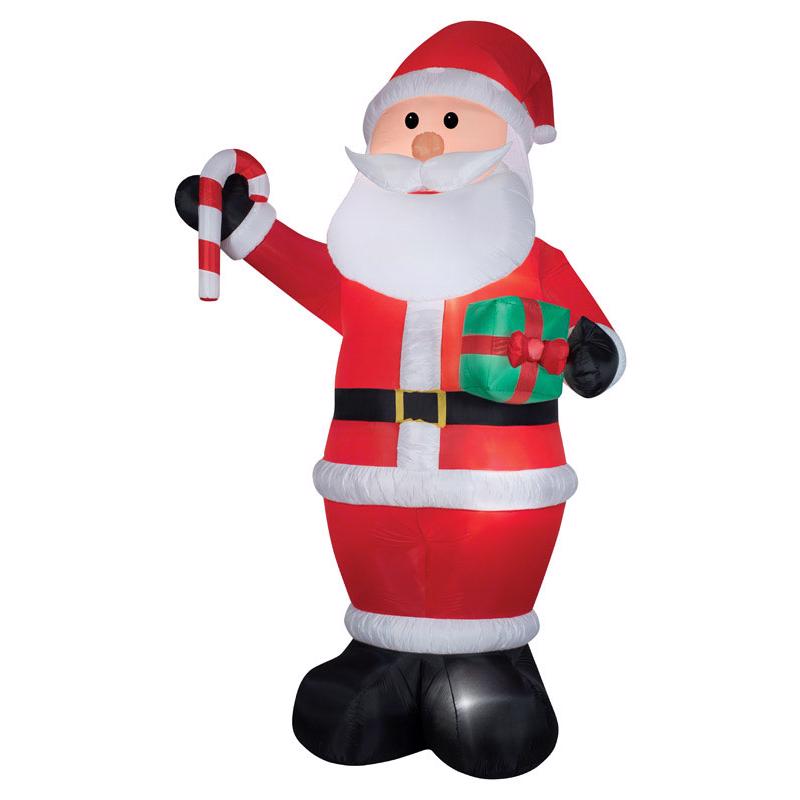 GEMMY - Gemmy LED White Santa with Candy Cane and Gift 12 ft. Inflatable