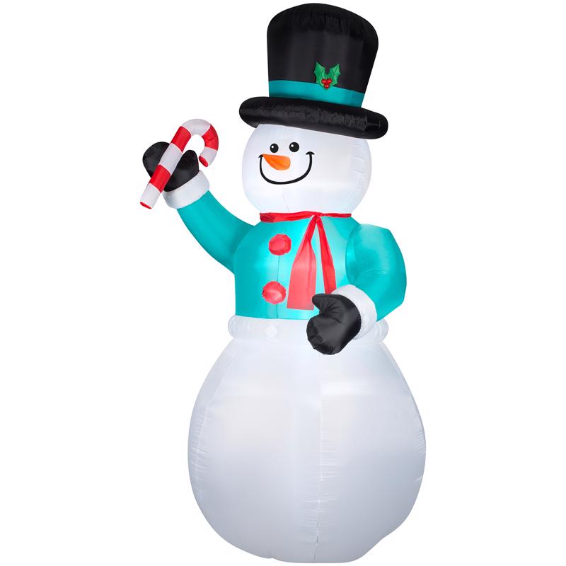 GEMMY - Gemmy LED Snowman with Candycane 12 ft. Inflatable