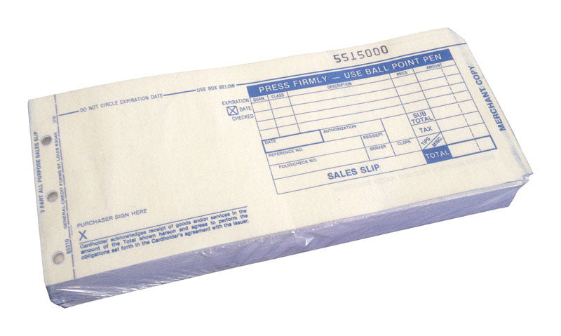 CENTURION, INC. - Charge Card Sales Slip 3-1/4 in. W X 7-7/8 in. H