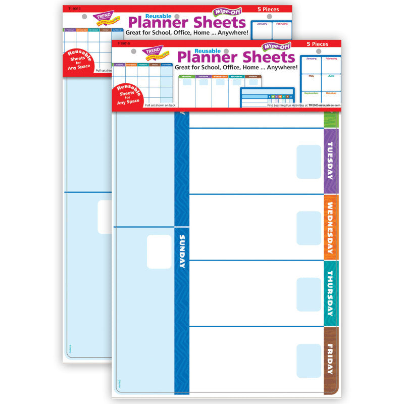 TREND - Wipe-Off Planner Sheets, 5 Per Set, 2 Sets