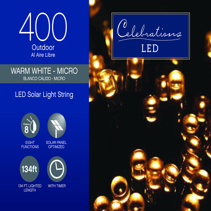 CELEBRATIONS - Celebrations LED Micro/5mm Clear/Warm White 400 ct String Christmas Lights 134 ft. - Case of 4