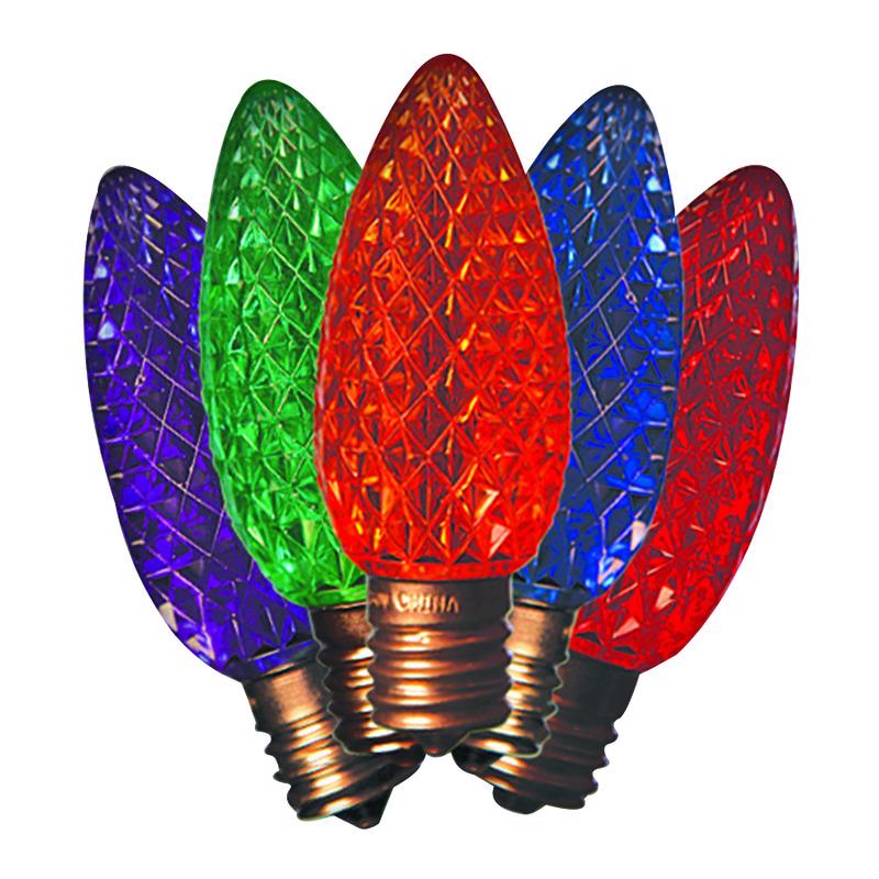 HOLIDAY BRIGHT LIGHTS - Holiday Bright Lights LED C9 Multicolored 25 ct Replacement Christmas Light Bulbs [BU25LEDFC9-TMUA]