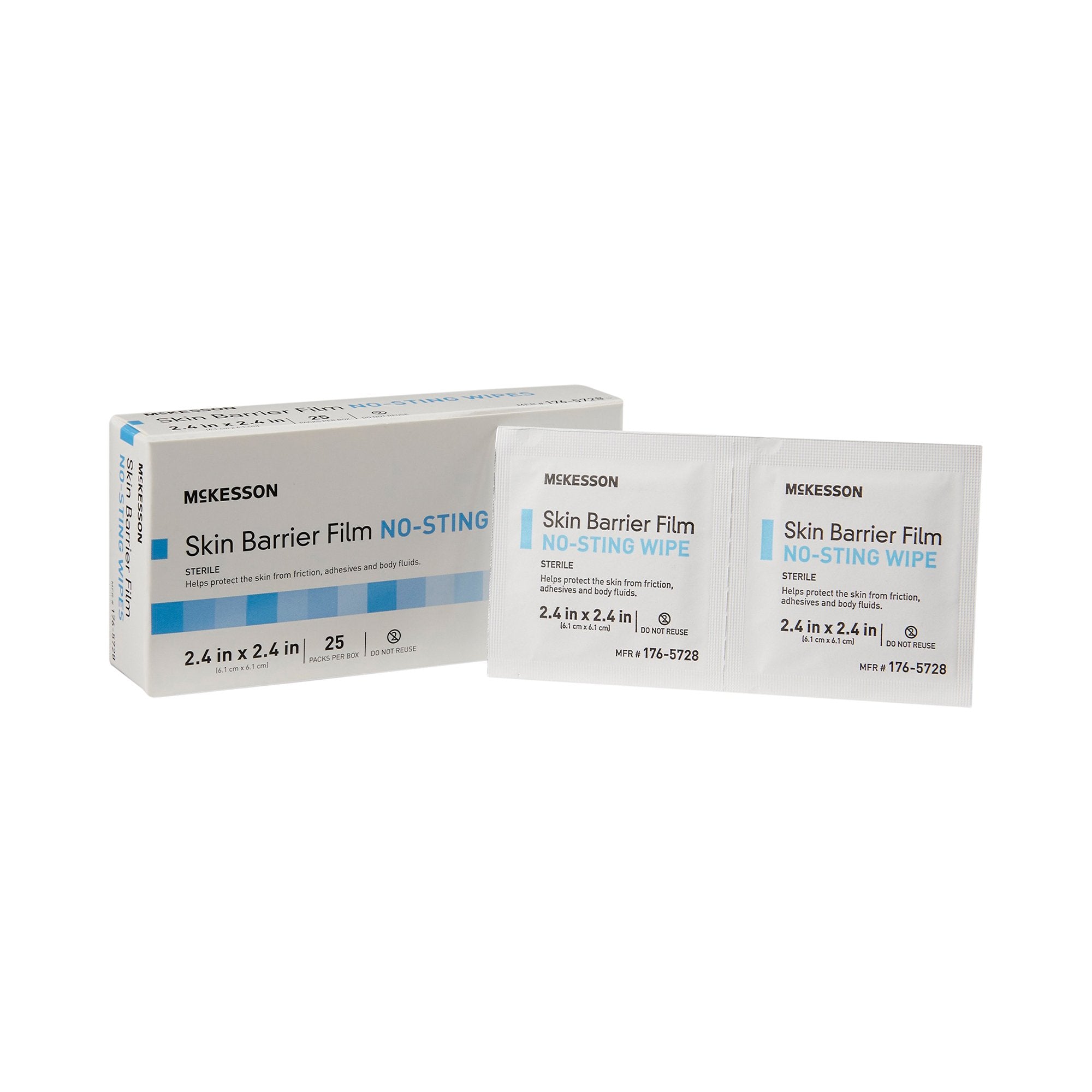 McKesson Brand - Skin Barrier Wipe McKesson No Sting 75 to 100% Strength Hexamethyldisiloxane Individual Packet Sterile [25/BX]