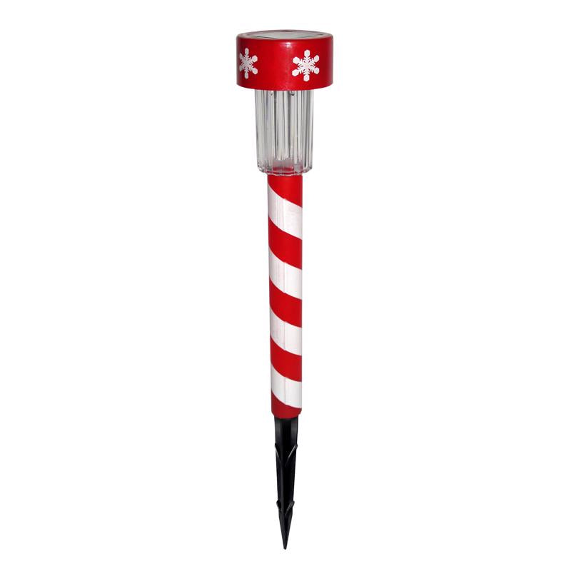 ALPINE - Alpine LED Cool White Solar Powered Lighted Candy Cane Stake 14 in. Pathway Decor - Case of 48