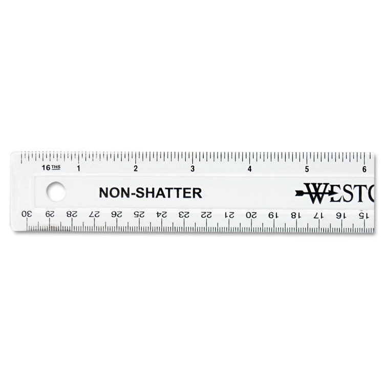Westcott - Non-Shatter Flexible Ruler, Standard/Metric, 12" Long, Plastic, Clear