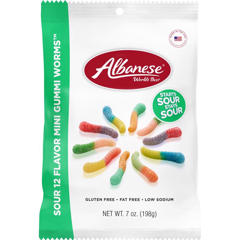 ALBANESE - Albanese Fruit Flavors Sour Gummie Candy 7 oz - Case of 12