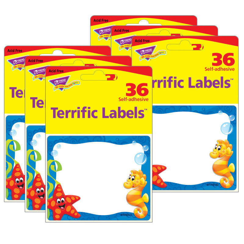 TREND - Sea Buddies™ Terrific Labels™, 36 Per Pack, 6 Packs
