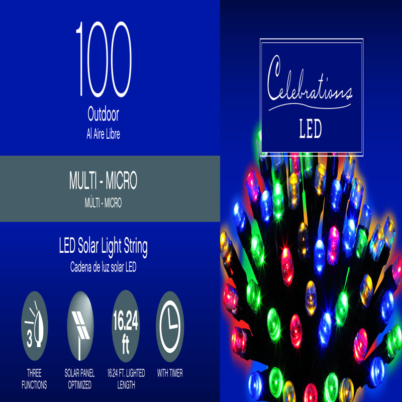 CELEBRATIONS - Celebrations LED Micro/5mm Multicolored 100 ct String Christmas Lights 16.24 ft.