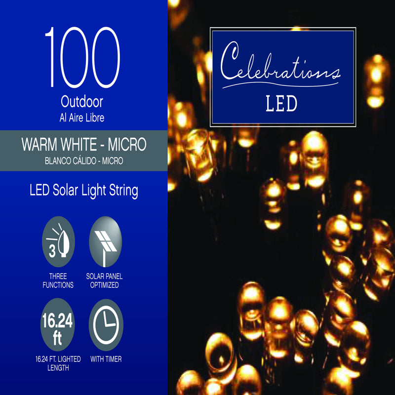 CELEBRATIONS - Celebrations LED Micro/5mm Clear/Warm White 100 ct String Christmas Lights 16.24 ft.