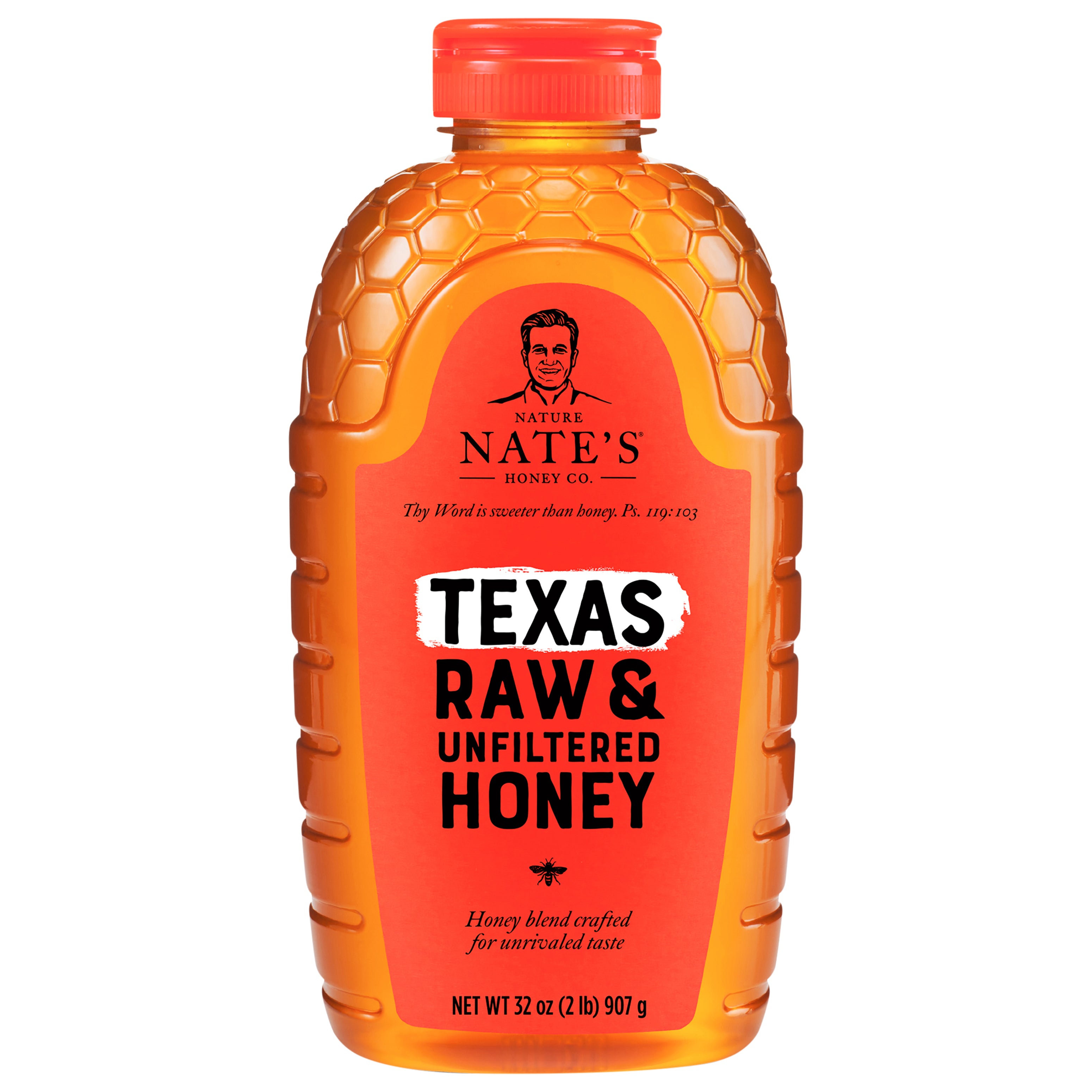 Nature Nate's 100% Pure Raw & Unfiltered Texas Honey, 32oz - Case of 6
