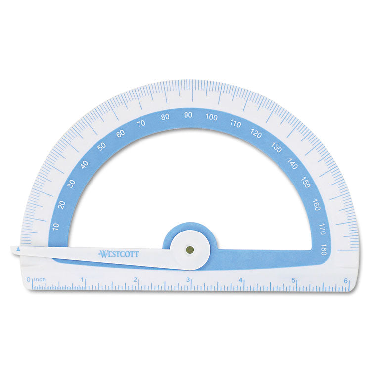Westcott - Soft Touch School Protractor with Antimicrobial Product Protection, Plastic, 6" Ruler Edge, Assorted Colors