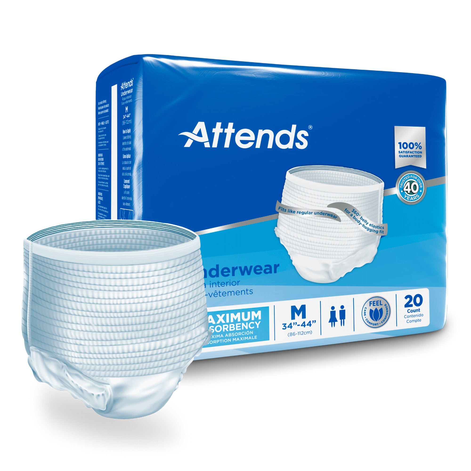 Attends Healthcare Products - Unisex Adult Absorbent Underwear Attends® Pull On with Tear Away Seams Medium Disposable Heavy Absorbency [1/BG]