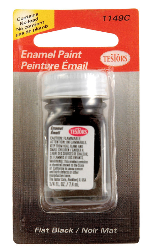 TESTORS - Testors Flat Black Hobby Paint 0.25 oz - Case of 6