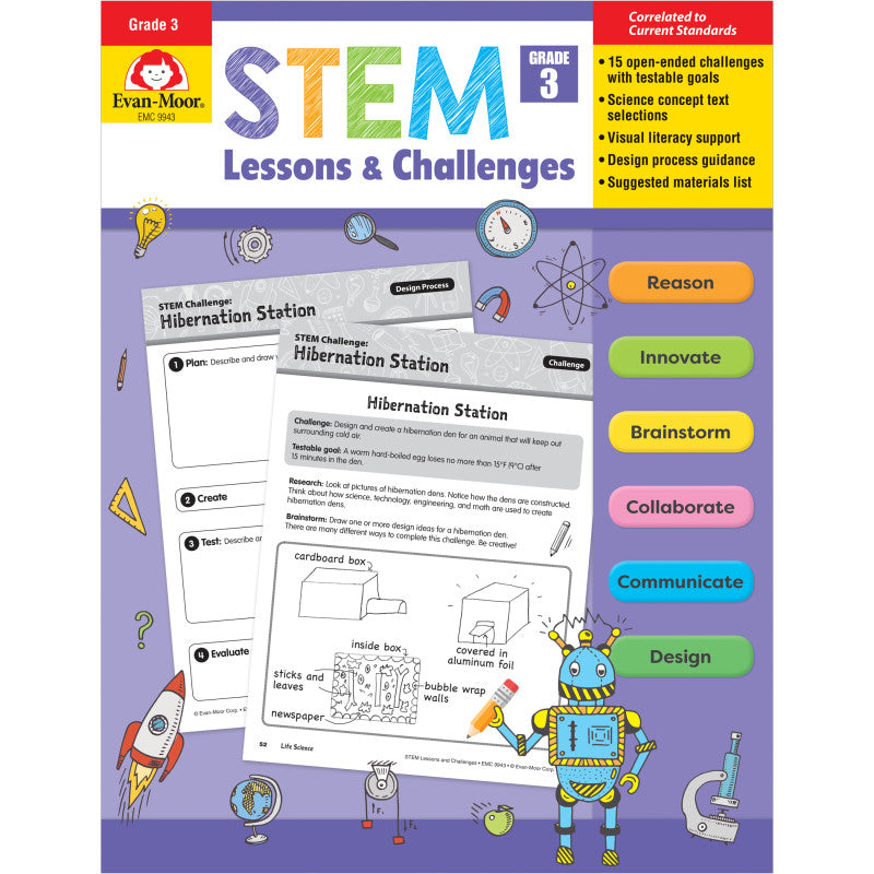 EVAN-MOOR - STEM Lessons & Challenges, Grade 3