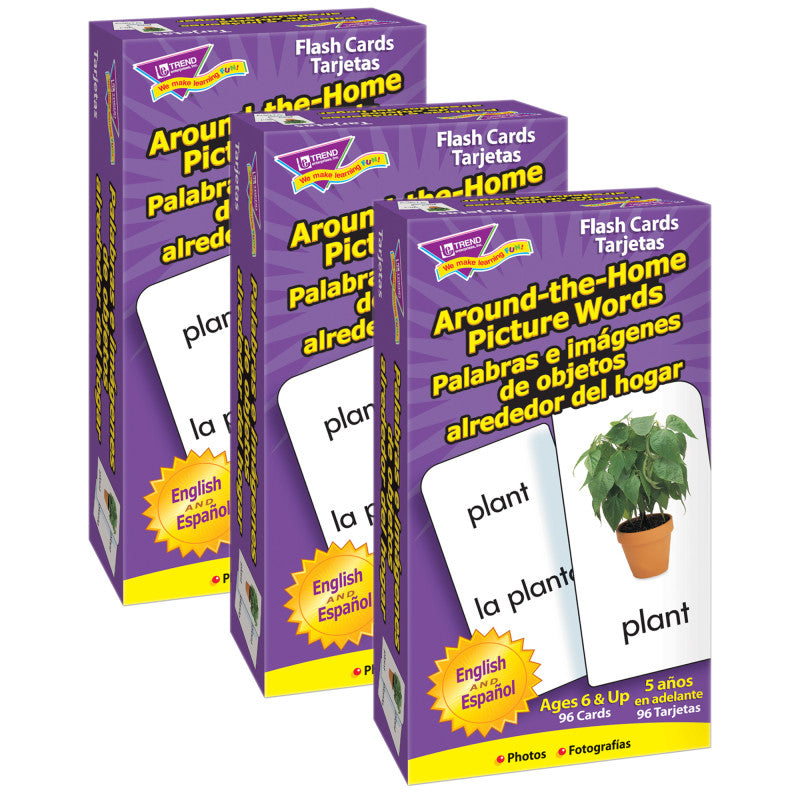 TREND - Around-the-Home/Palabras (EN/SP) Skill Drill Flash Cards, 3 Packs