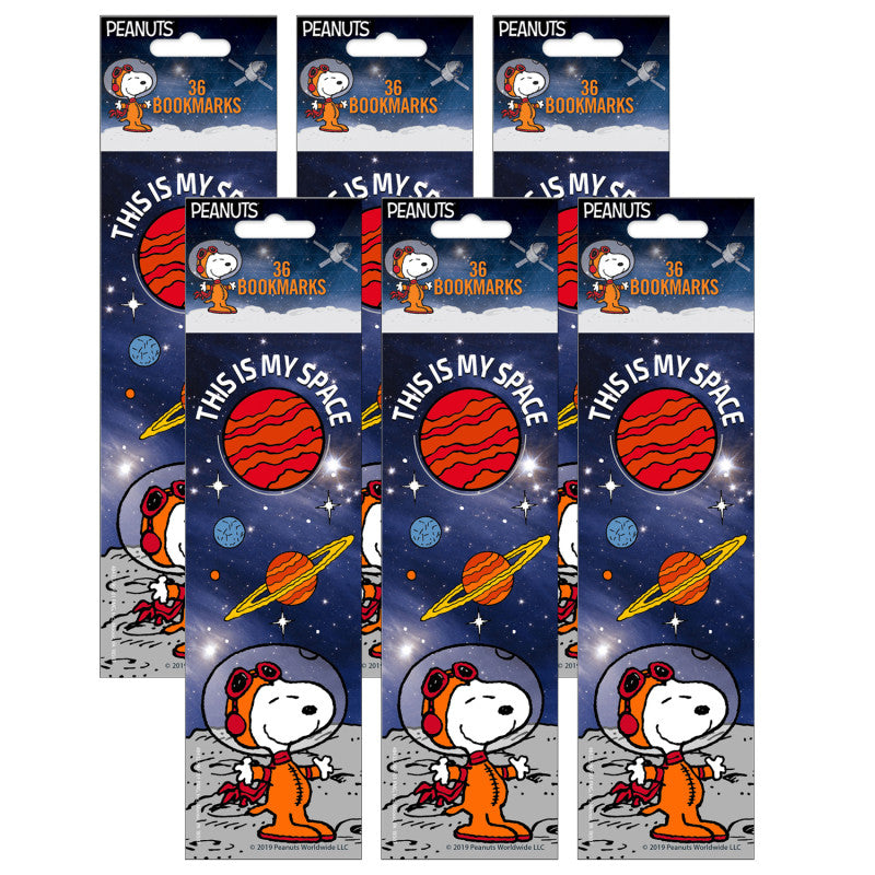 EUREKA - Peanuts® NASA This Is My Space Bookmarks, 36 Per Pack, 6 Packs