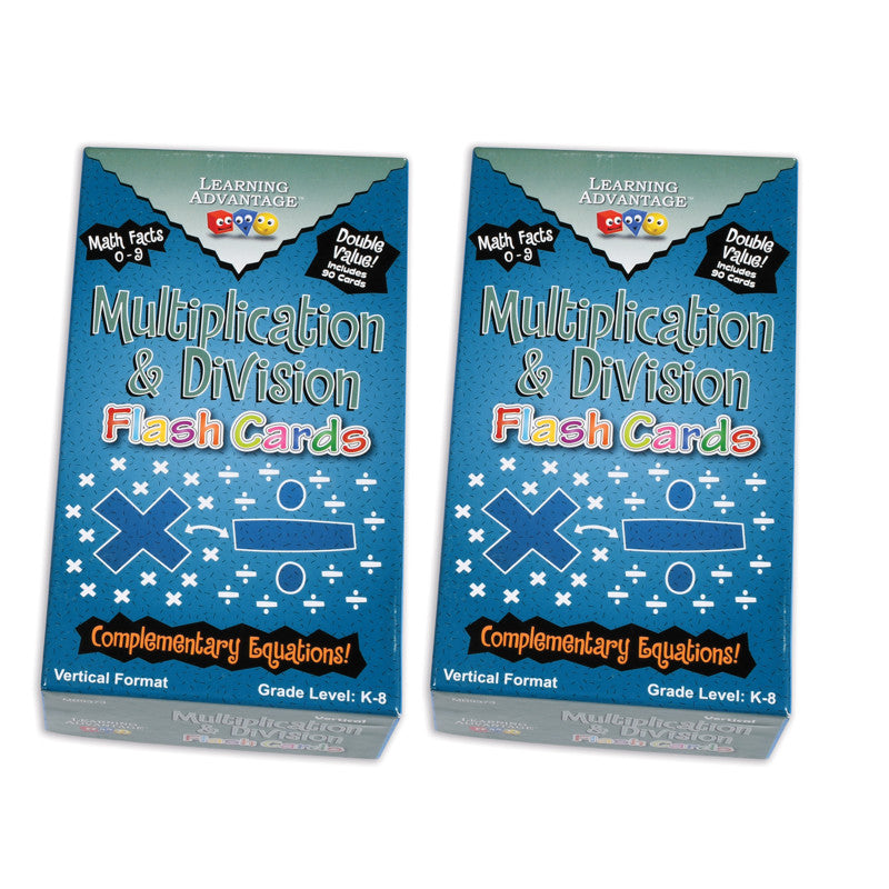 LEARNING ADVANTAGE - Double-Value Vertical Flash Cards - Multiplication & Division Set - 90 Per Pack, 2 Packs