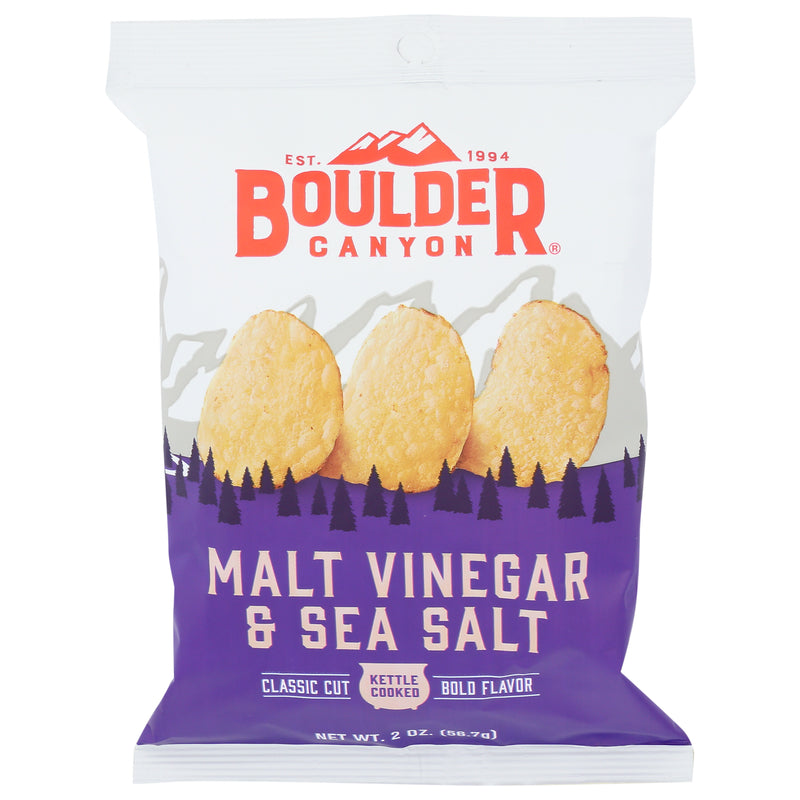 BOULDER CANYON - Boulder Canyon Malt Vinegar and Sea Salt Kettle Cooked Potato Chips 2 oz Pegged - Case of 8
