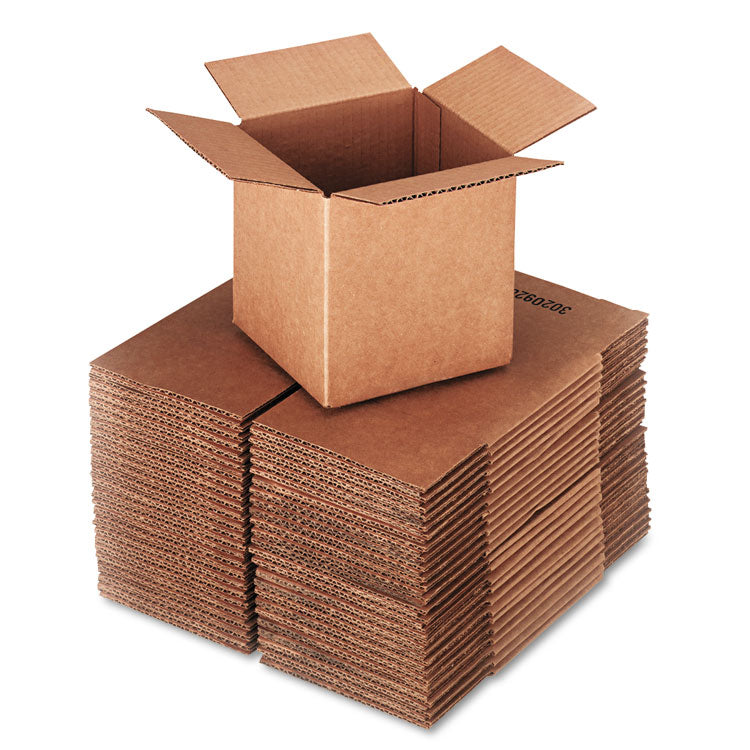 Universal - Cubed Fixed-Depth Corrugated Shipping Boxes, Regular Slotted Container (RSC), Small, 6" x 6" x 6", Brown Kraft, 25/Bundle