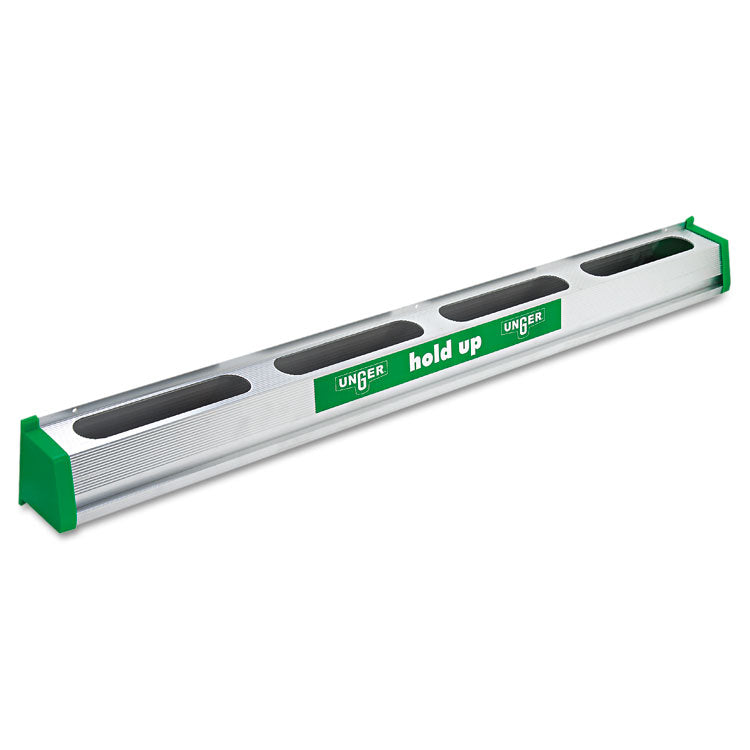 Unger - Hold Up Aluminum Tool Rack, 36w x 3.5d x 3.5h, Aluminum/Green