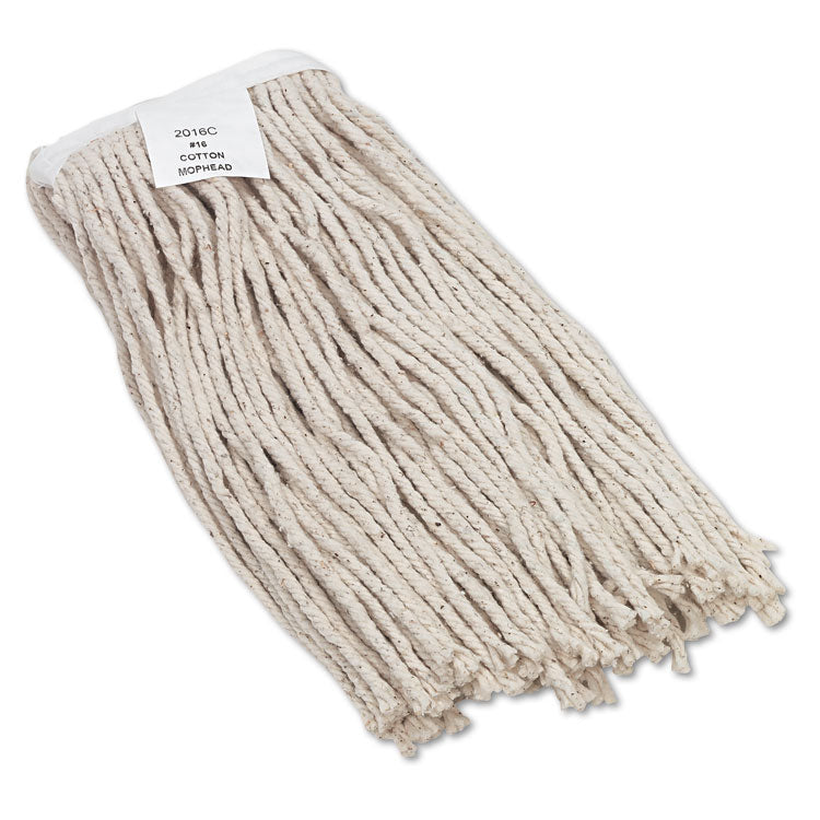 Boardwalk - Cut-End Wet Mop Head, Cotton, No. 16 Size, White