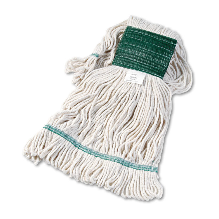 Boardwalk - Super Loop Wet Mop Head, Cotton/Synthetic Fiber, 5" Headband, Medium Size, White, 12/Carton