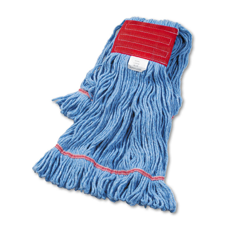 Boardwalk - Super Loop Wet Mop Head, Cotton/Synthetic Fiber, 5" Headband, Large Size, Blue, 12/Carton