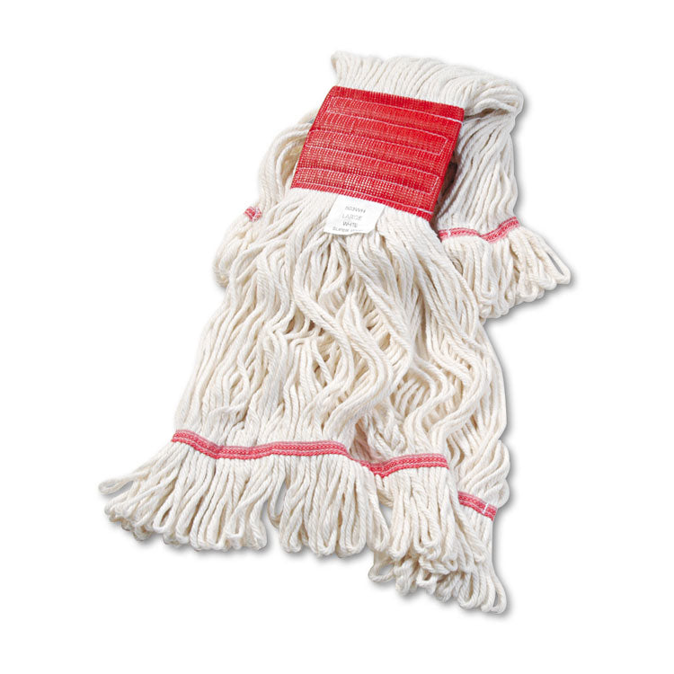 Boardwalk - Super Loop Wet Mop Head, Cotton/Synthetic Fiber, 5" Headband, Large Size, White, 12/Carton