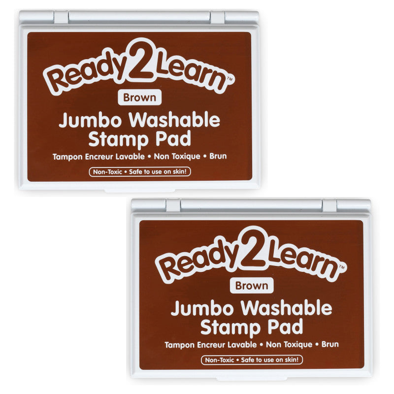 READY 2 LEARN - Jumbo Washable Stamp Pad - Brown - 6.2"L x 4.1"W - Pack of 2