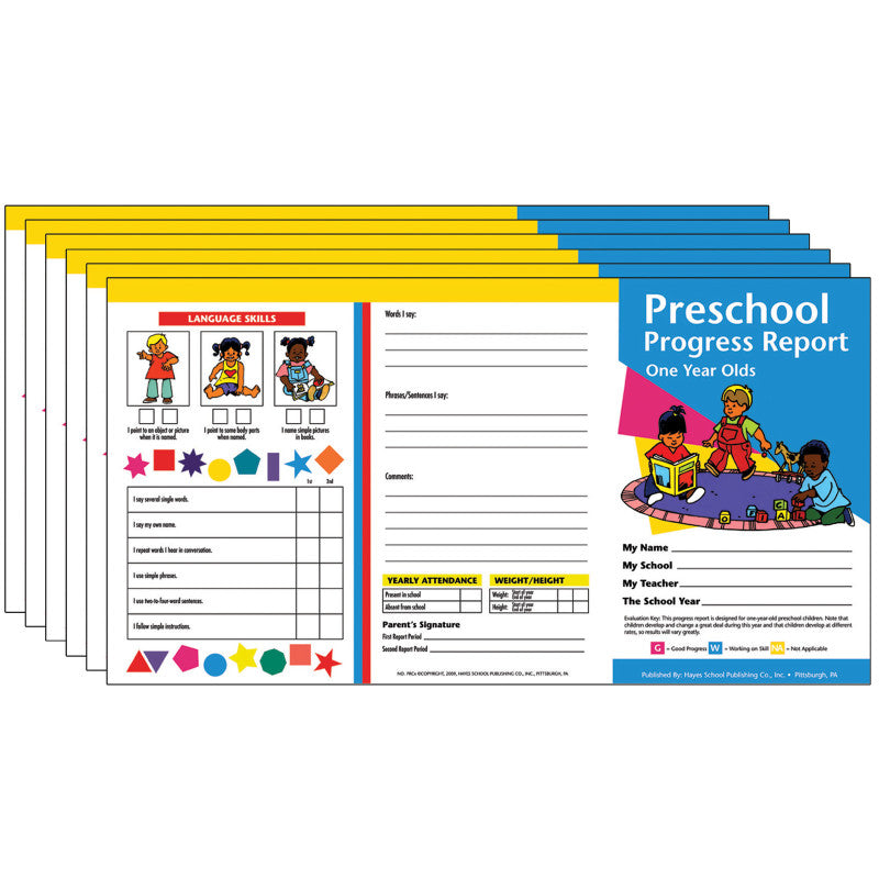 HAYES PUBLISHING - Preschool Progress Report (1 year olds), 10 Per Pack, 6 Packs