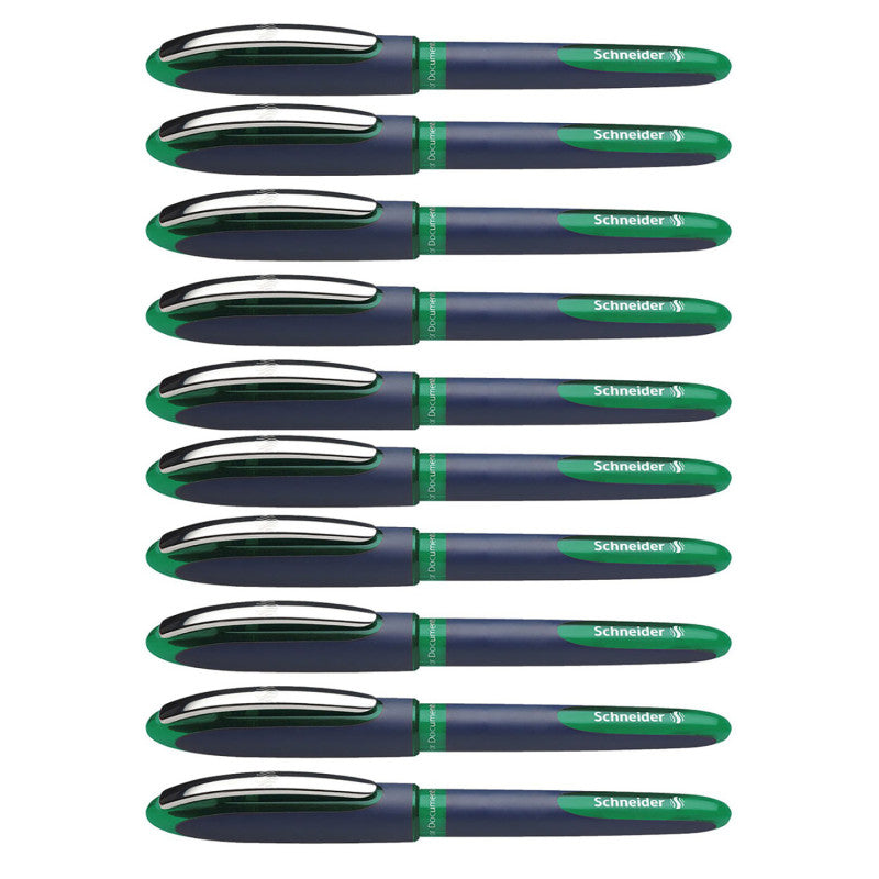 SCHNEIDER - One Business Rollerball Pens, 0.6mm, Green, Pack of 10