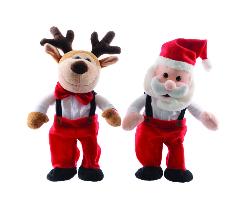 DECORIS - Decoris Red/White Dancing Santa & Reindeer Animated Decor 12.6 in. - Case of 12