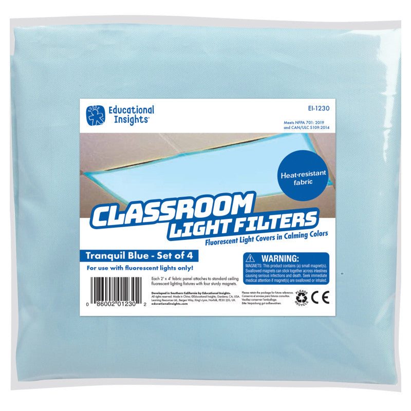 EDUCATIONAL INSIGHTS - Classroom Light Filters, Tranquil Blue, Set of 4