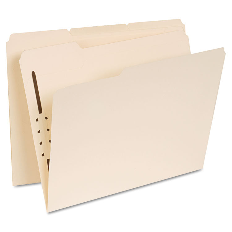 Universal - Reinforced Top Tab Fastener Folders, 1 Fastener, Letter Size, Manila Exterior, 50/Box