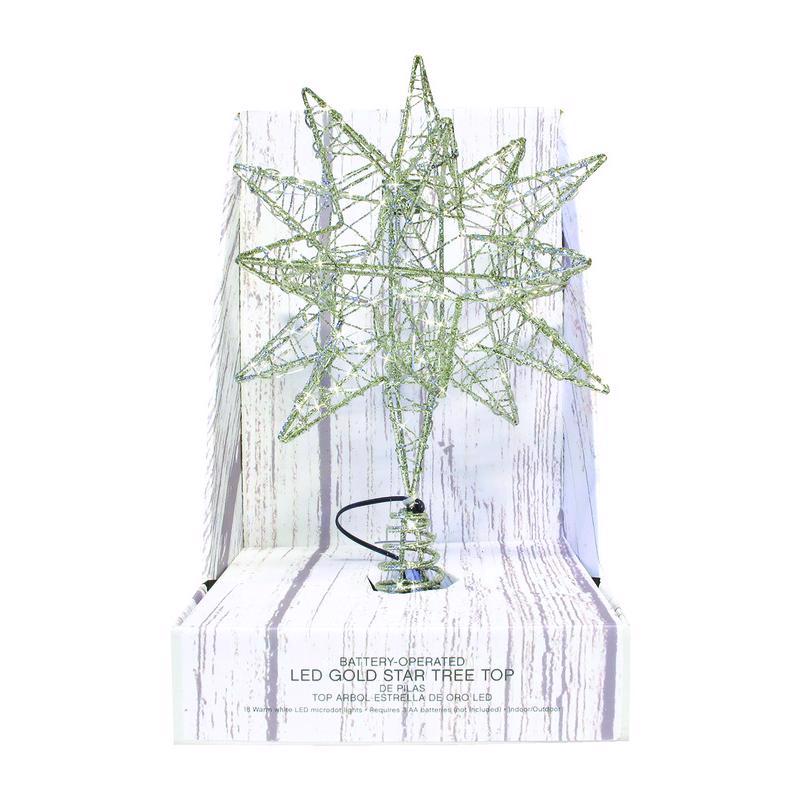 CELEBRATIONS - Celebrations LED Gold Microdot Star Tree Topper 10 in.