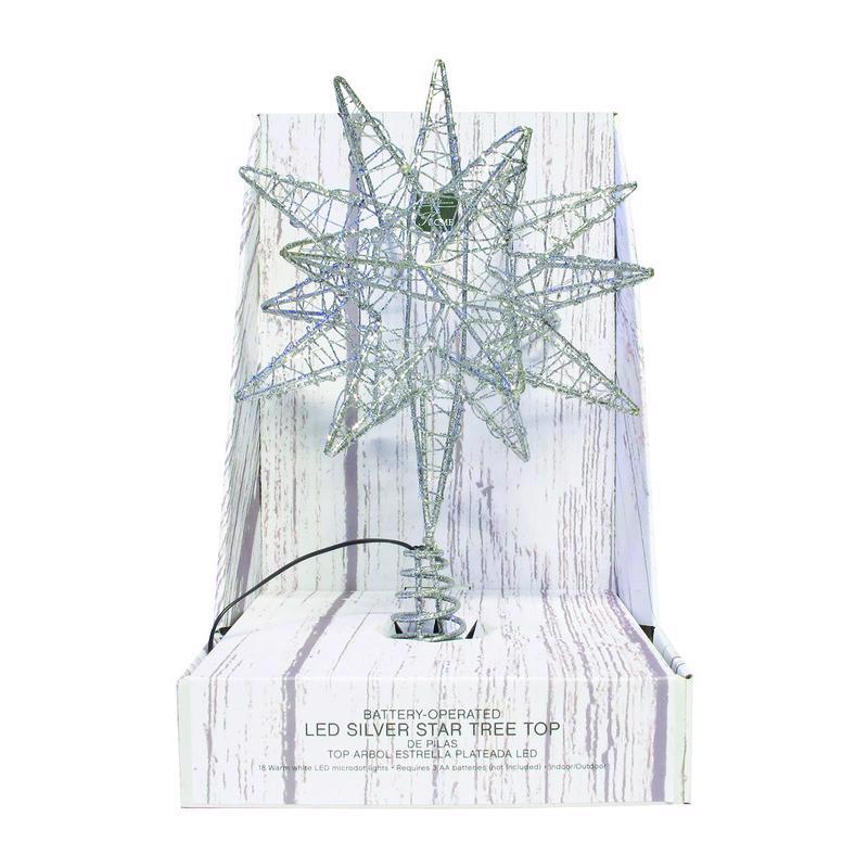 CELEBRATIONS - Celebrations LED Silver Microdot Star Tree Topper 9 in.