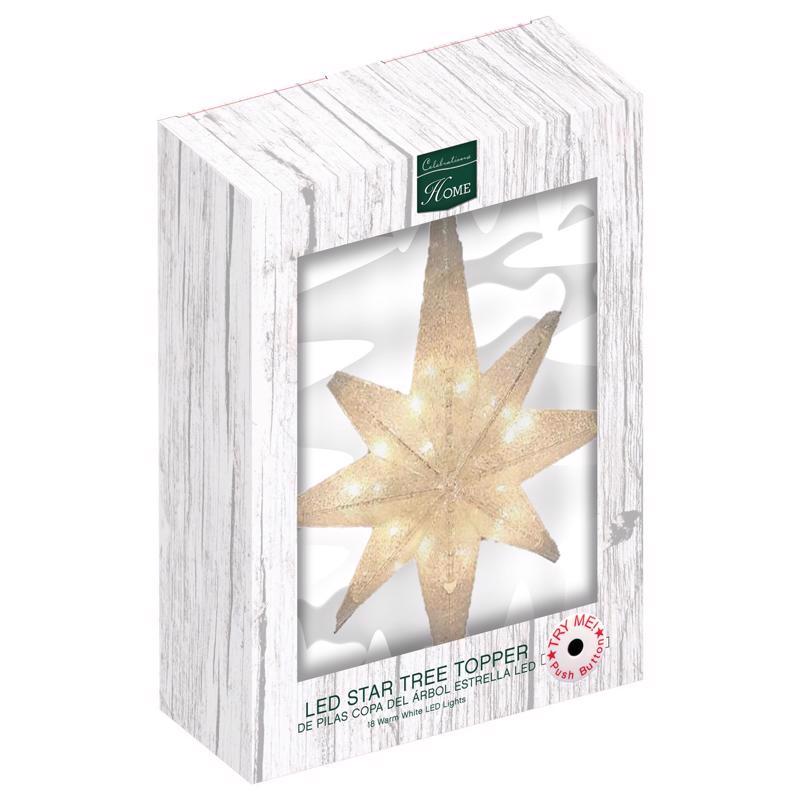 CELEBRATIONS - Celebrations LED Warm White Star Tree Topper 12 in.