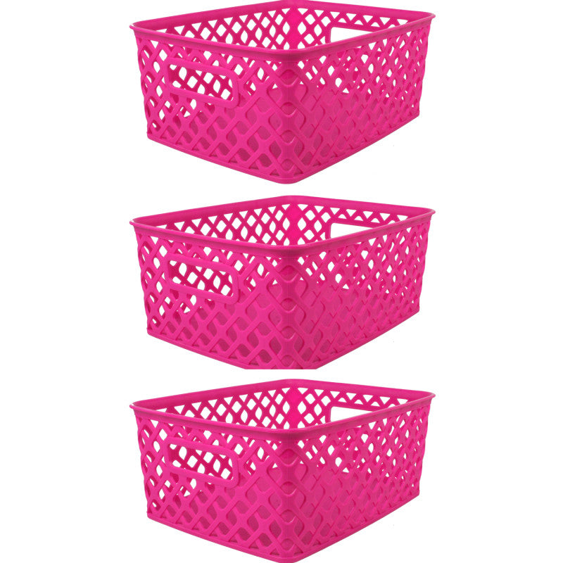 ROMANOFF - Woven Basket, Small, Hot Pink, Pack of 3