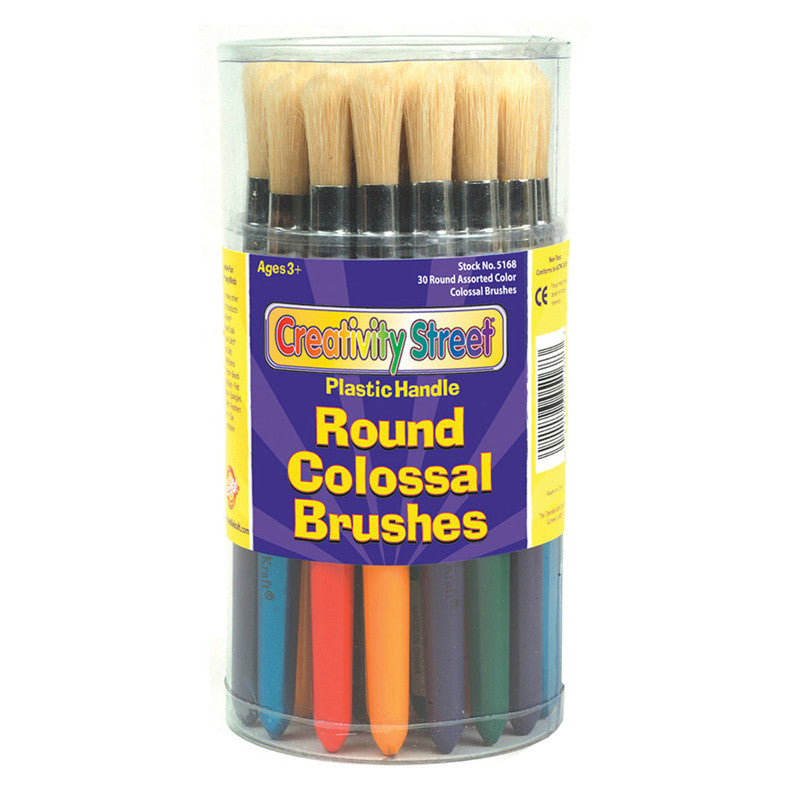 CREATIVITY STREET - Colossal Brushes, Round, Assorted Colors, 7.25" Long, 30 Brushes