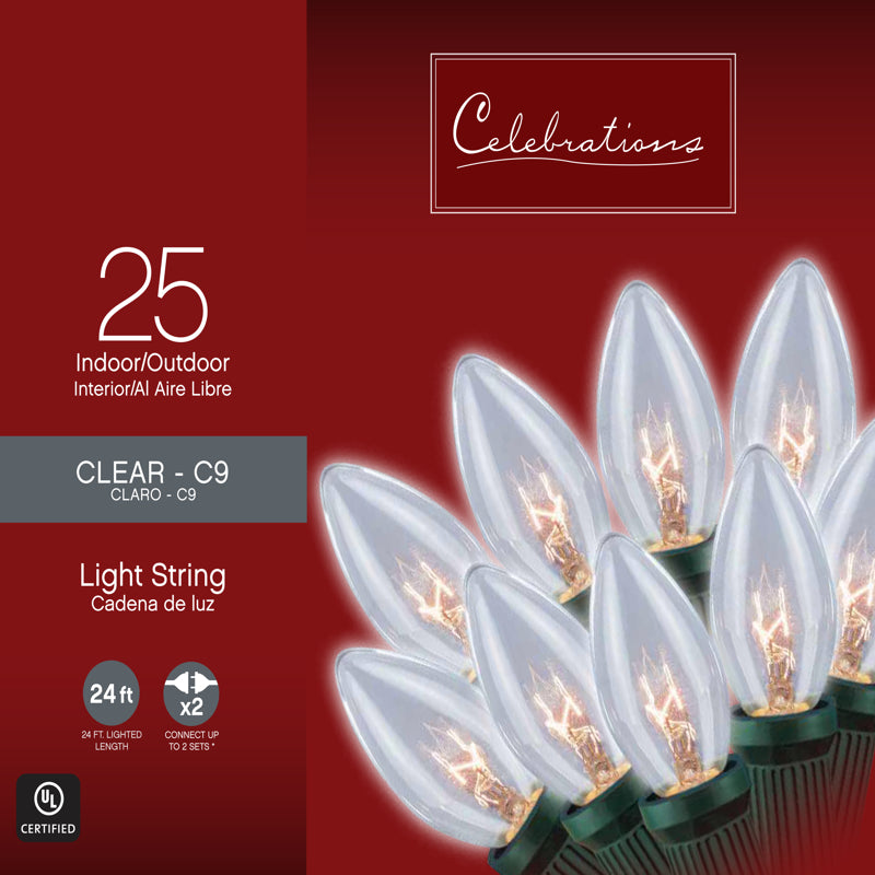 CELEBRATIONS - Celebrations Incandescent C9 Clear 25 ct String Christmas Lights 24 ft. [C42G4111]