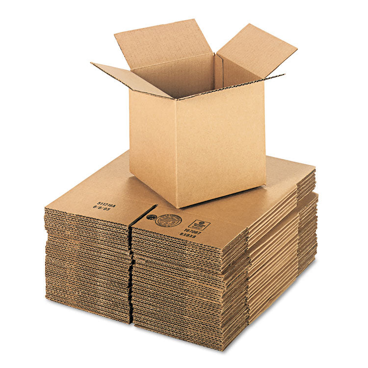 Universal - Cubed Fixed-Depth Corrugated Shipping Boxes, Regular Slotted Container (RSC), Medium, 8" x 8" x 8", Brown Kraft, 25/Bundle