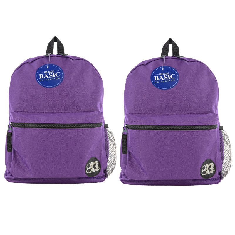 BAZIC PRODUCTS - Basic Backpack 16" Purple, Pack of 2
