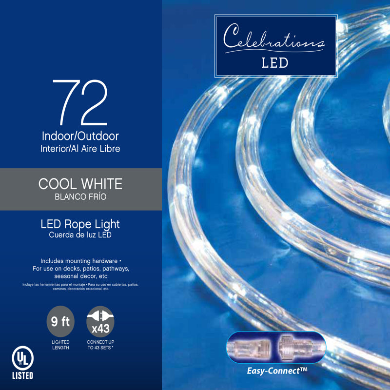 CELEBRATIONS - Celebrations LED Cool White 72 ct Rope Christmas Lights 9 ft.