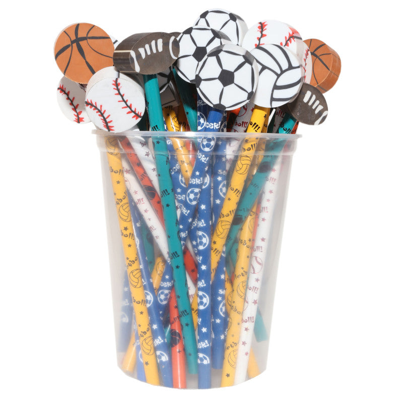 MOON PRODUCTS - Pencil & Eraser Topper Write-Ons, Sports, Pack of 36