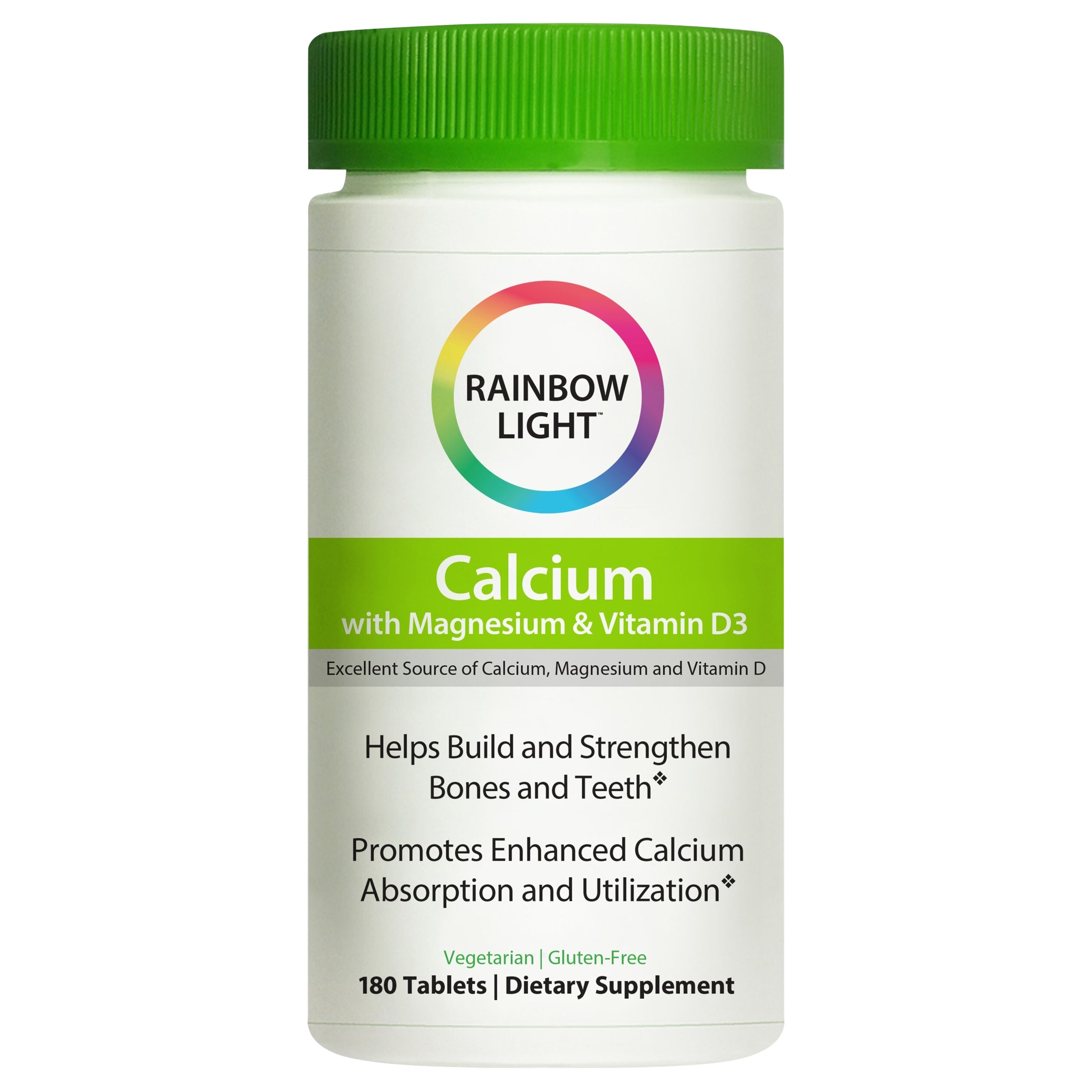 Rainbow Light Calcium With Magnesium and Vitamin D3 Tablets, 180 Count, 1 Box - Case of 1