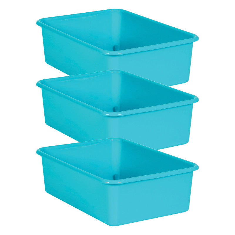 TEACHER CREATED RESOURCES - Teal Large Plastic Storage Bin, Pack of 3