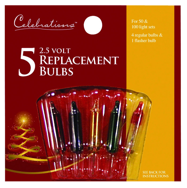 CELEBRATIONS - Celebrations Mini Multicolored 5 ct Replacement Christmas Light Bulbs - Case of 25